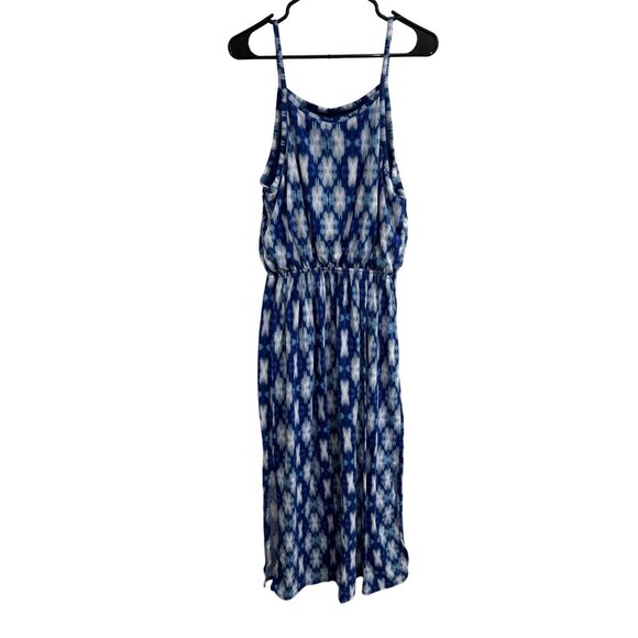 Summer Sleeveless Maxi Dress Blue White Tie Dye Pattern Sz 1X - Picture 2 of 8
